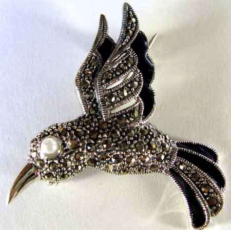 Beautiful  -Sterling Silver  and Marcasite  - Brooch