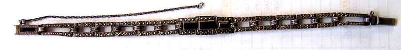 Sterling Silver, Marcasite and Black Onyx Bracelet