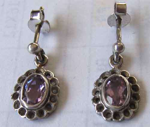 Sterling Silver and Amethysts Earrings