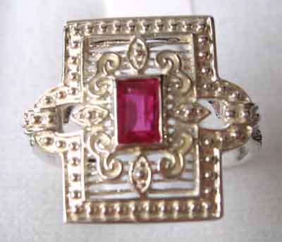 925 Sterling Silver and genuine Ruby  - Ring