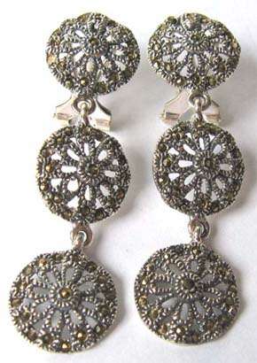 Lovely - ''flower'' Sterling Silver, Marcasite Earrings