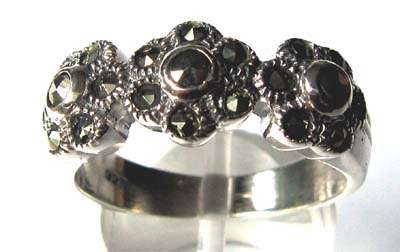 Solid -Sterling Silver '' floral'' and Marcasite Ring