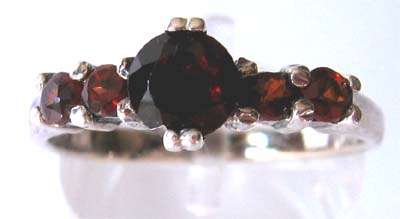 Solid 925 -Sterling Silver & Garnets  Ring.