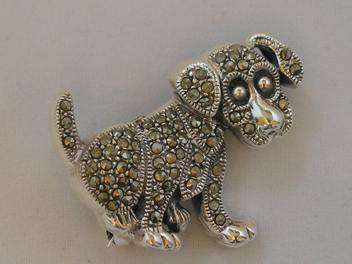 Gorgeous - Solid Sterling Silver and Marcasite `` Puppy ` Brooch