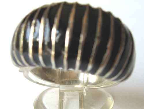 Big & Beautiful  926 Sterling Silver Black Enamel Ring