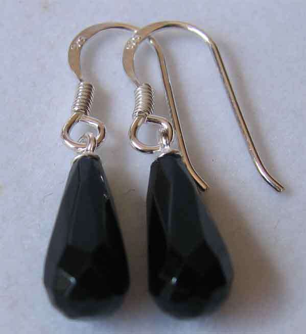 Beautiful Hand made Sterling Silver and Drop Black Agate   Earrings.