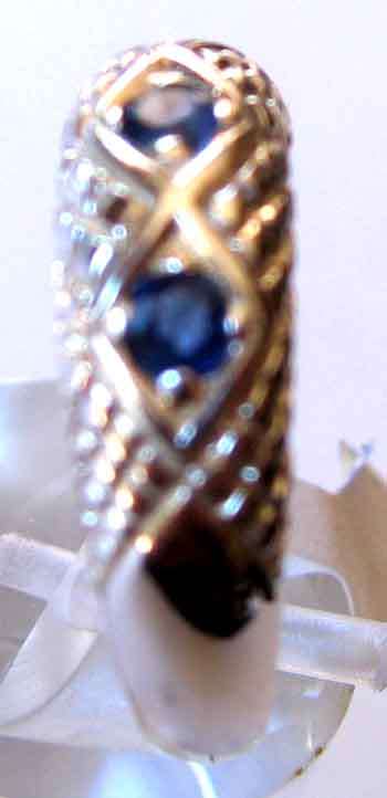 Solid 925 Sterling Silver & Genuine Sapphires   Ring.