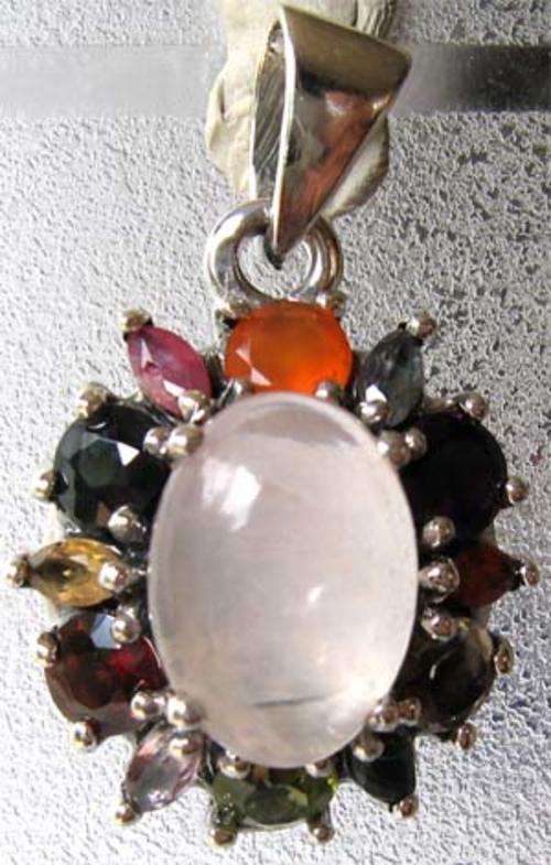 Beautiful  925 -Sterling Silver and Multicolour Gems ` Pendant