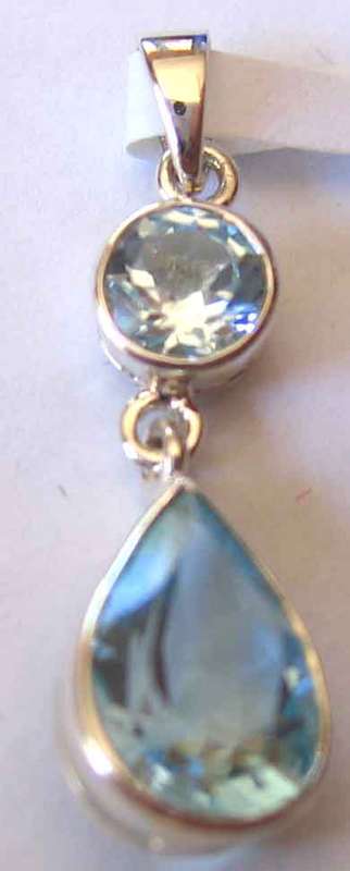925 Sterling Silver and Blue Topaz  Pendant
