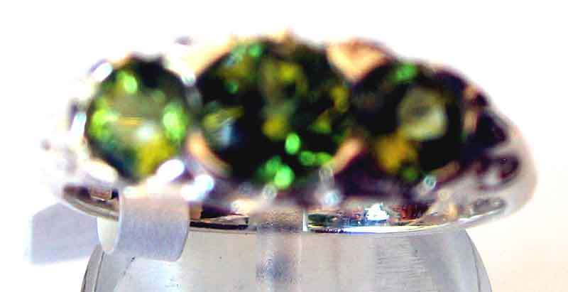 925 Sterling Silver  and Genuine  Peridot -  Ring