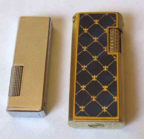 2 x Lighters, Blue & Gold Fleur de Lis' + Silver Leo Minitor