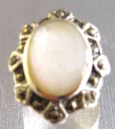 Terrific Sterling Silver and Mother of Pearl Ring