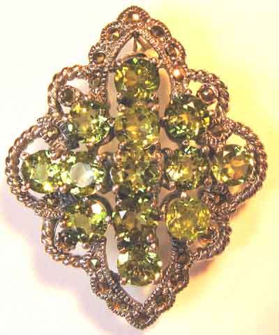 Lovely, Sterling Silver  Peridot  Brooch.