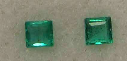 1 Lot, 2 Pieces of 2.10 x 2.10 mm Square cut Emeralds, T. W. 0.11ct.