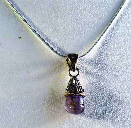 Genuine -Sterling Silver ,Amethyst pendant and Sterling  silver Chain