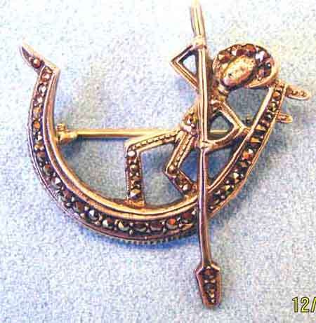 Cute , Sterling Silver and Marcasite-  Brooch.