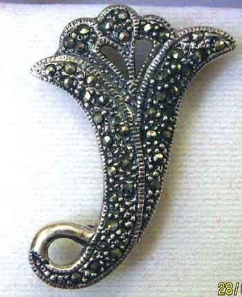 Cute , Sterling Silver and Marcasite  Brooch.