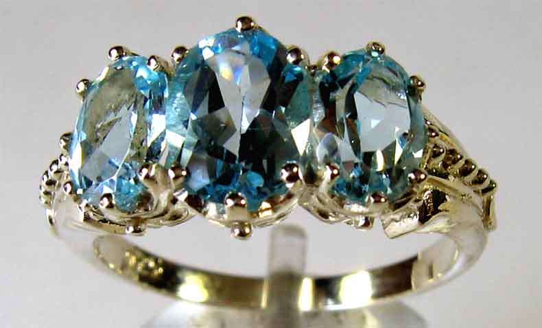 Stunning Sterling Silver and Genuine Sky Blue Topaz Ring.