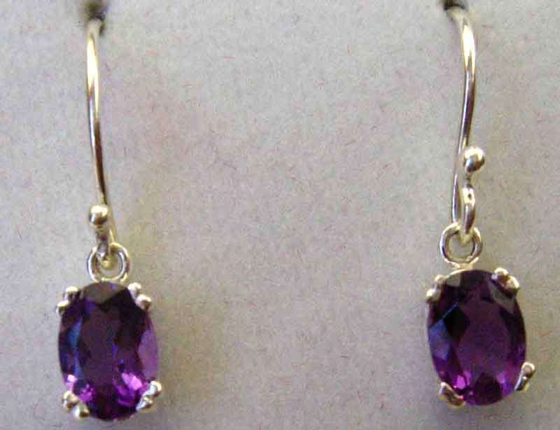 Lovely a Pair of  Sterling Silver  and Genuine Amethysts  Earrings