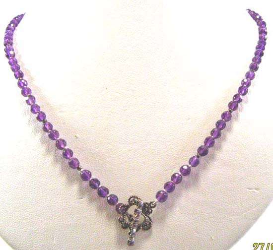 Lovely - Genuine Faceted  Amethyst Necklace with Silver clasp