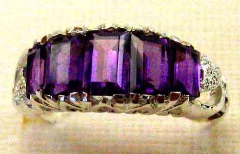 Genuine Top Quality Amethysts in Sterling Silver Ring.
