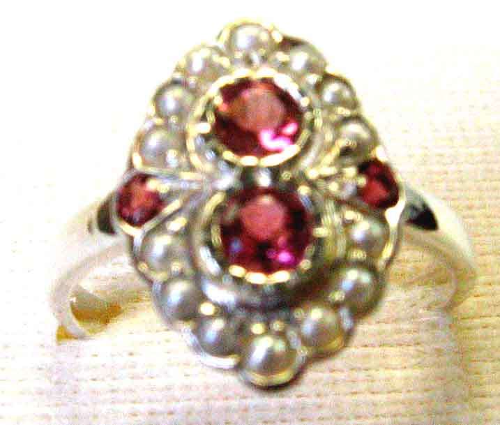Stunning - Sterling Silver Pink Tourmalines and Pearls Ring