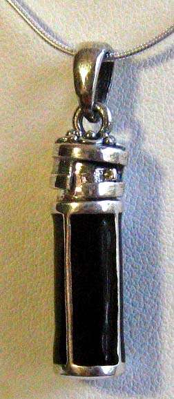 Sterling Silver Black Enamel Pill Box - Pendant.