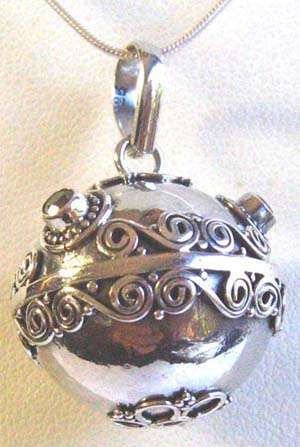 Beautiful Sterling Silver ` Rattle ` Pendant.