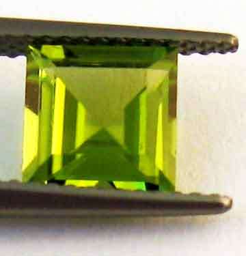Genuine  7.00 x  7.00 mm Square cut Peridot  1.69 ct.
