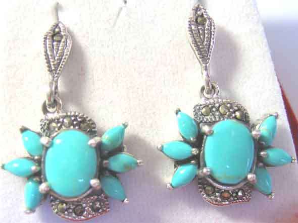 925 Sterling Silver and Turquoise  Earrings.