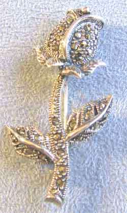 Pretty Sterling silver and marcasite ` Rose ` Brooch.