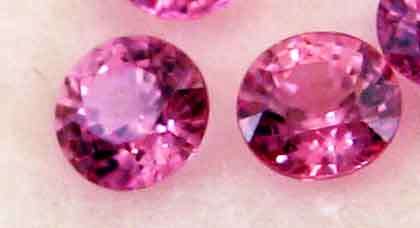1 lot, 2 pieces 3.50 mm Round faceted cut Pink Sapphires, T. W. 0.48 ct.