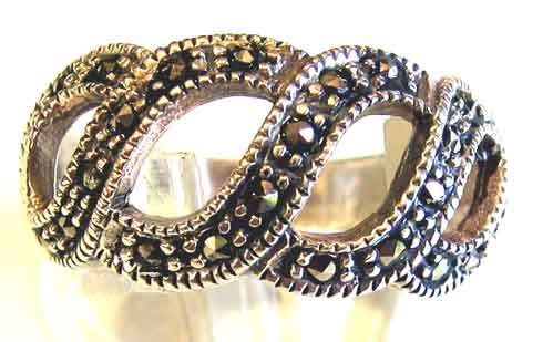 Elegant Sterling Silver and Marcasite Ring