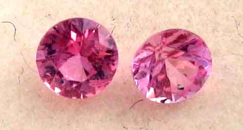 1 lot , 2 pieces of 2.00 mm Round faceted cut Pink Sapphires . t. w. .09 ct.