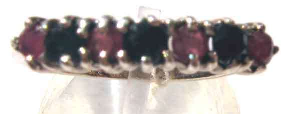 Eternity -Sterling Silver Ring with Rubies and blue Sapphires.