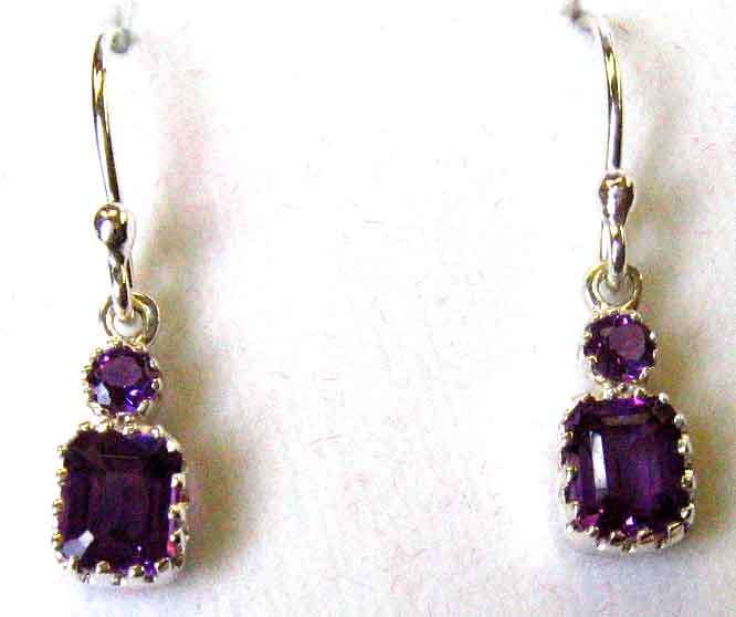 Genuine Amethysts and Sterling Silver Earrings.