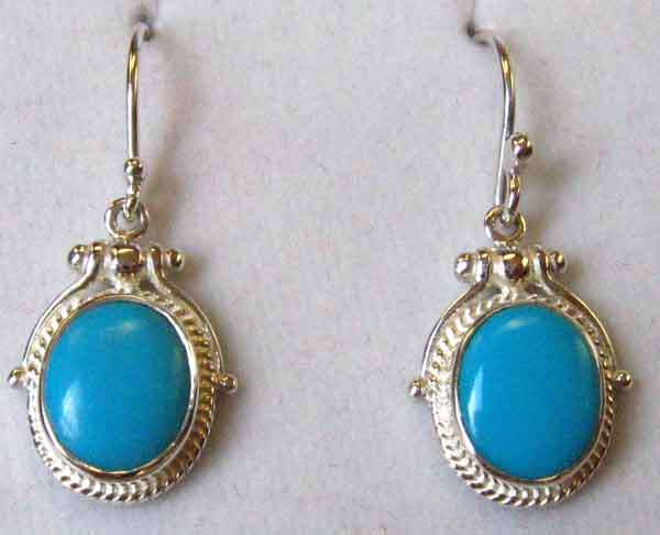 925 Sterling Silver and Genuine Turquoise Earrings.