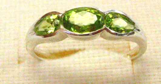 Sterling Silver and Genuine Peridot  Ring