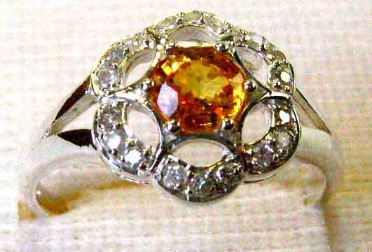 Terrific Sterling Silver and Genuine Yellow Sapphire & Diamonds Ring.