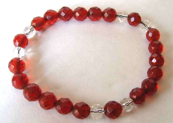Faceted Carnelian and Crystal Bangle