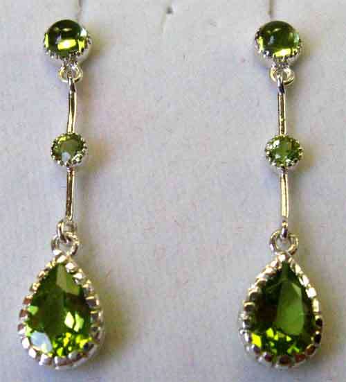 New, Sterling Siver and Genuine Peridot Earrings