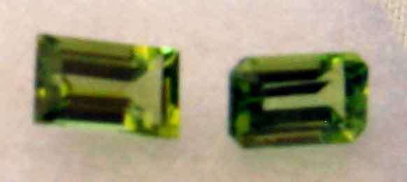 1 LOT, 2 Pieces of  6.00 x 4.00 mm Emerald cut Peridots, T. W. 1.14 cts.