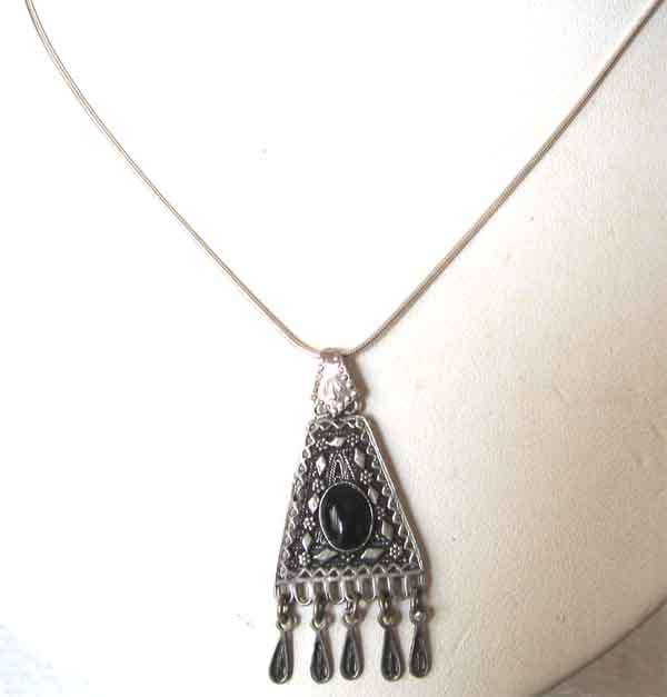 Sterling Silver Chain and  Black Onyx Pendant.