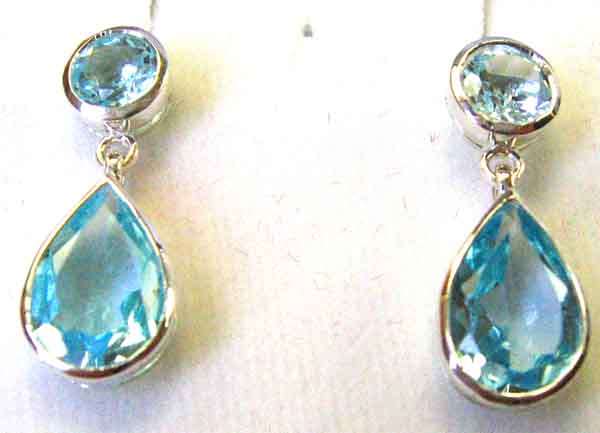 925 Sterling Silver and Genuine Sky Blue Topaz  Earrings.
