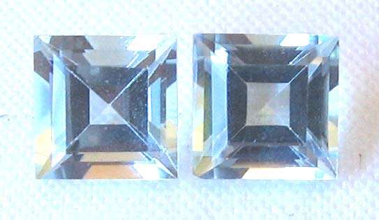 2 pieces 5.00mm square cut  Aquamarines, T. W. 1.15cts[ price/piece]