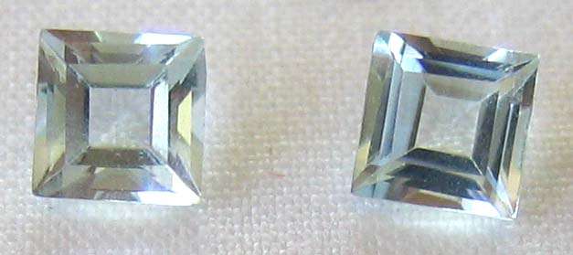 2 pieces , 4.00 x 4.00mm square- faceted  cut  Aquamarines T. W. 0.68cts. price/pc.