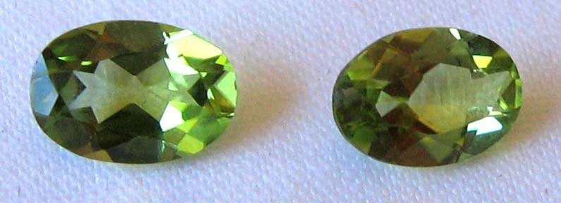 7.00 x 5.00 mm Oval faceted  cut  Peridot s,2 pc.  T . W.  1.44 cts.price for both.