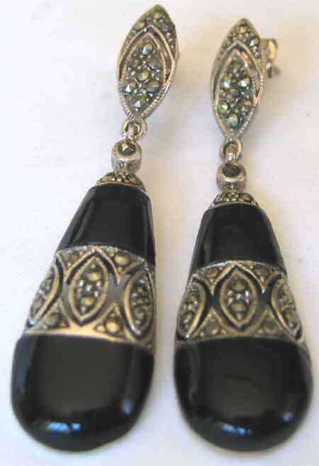 Lovely Sterling Silver and Marcasite- Drop Earrings.