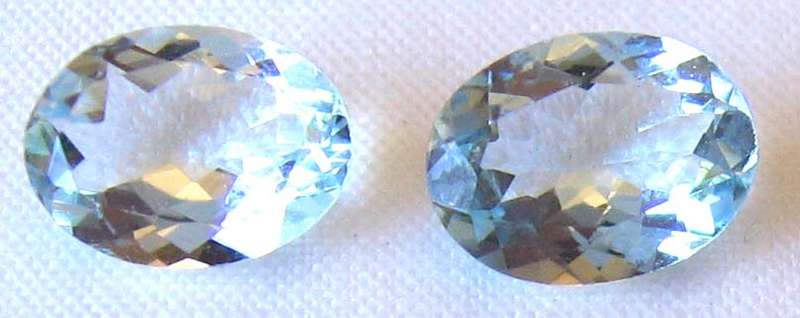 Genuine 2 pieces of 8.00 x 6.00 mm Oval - faceted cut  Aquamarines, T. W.  1.89cts.