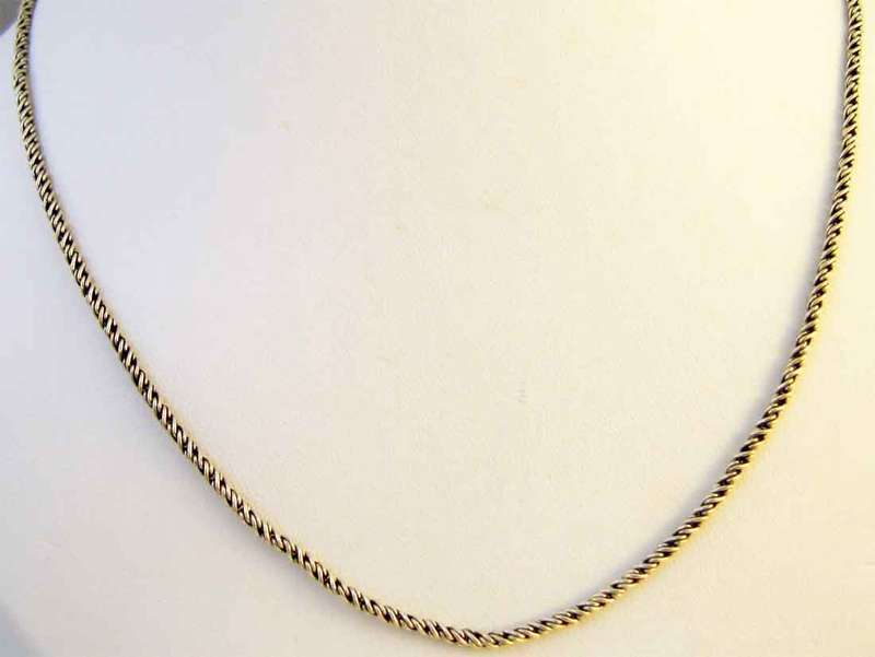 Sterling Silver -'' popcorn '' Neckchain , 70 cm long